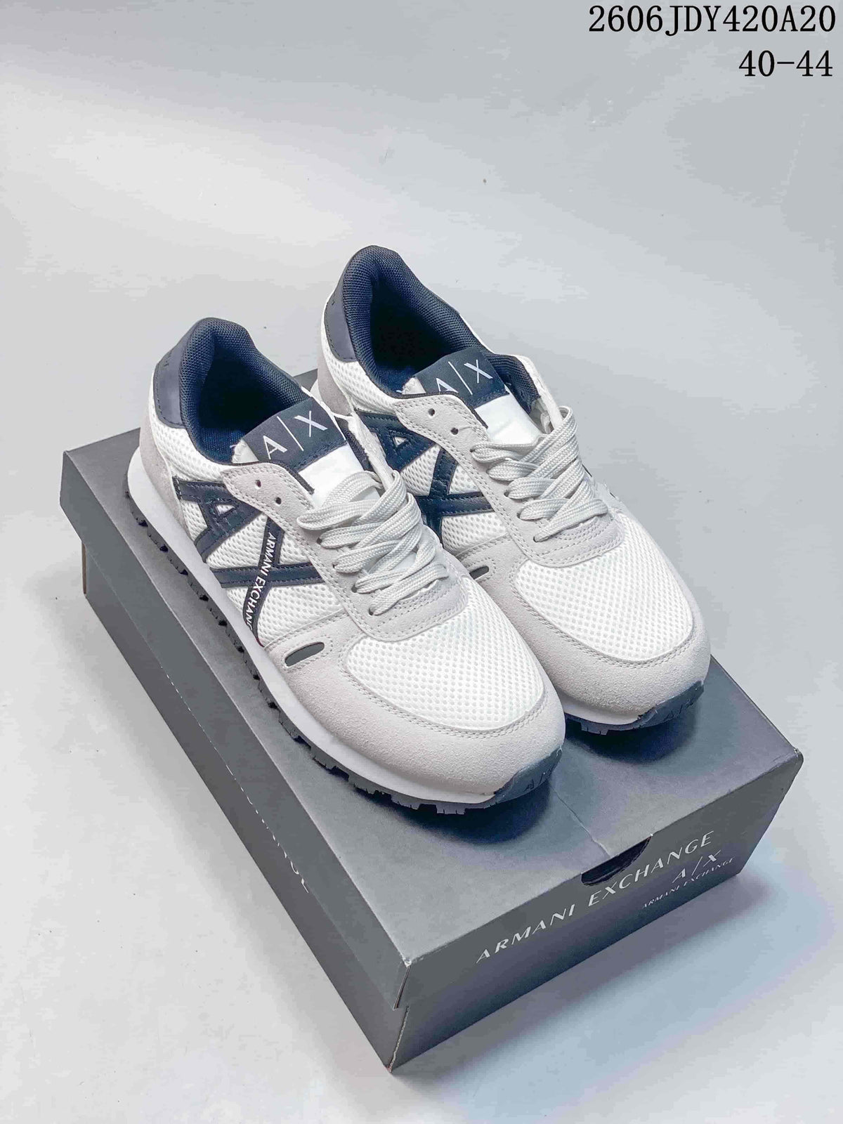 Armani Exchange TREND White and Navy Mesh Sneakers 06JDY420A20