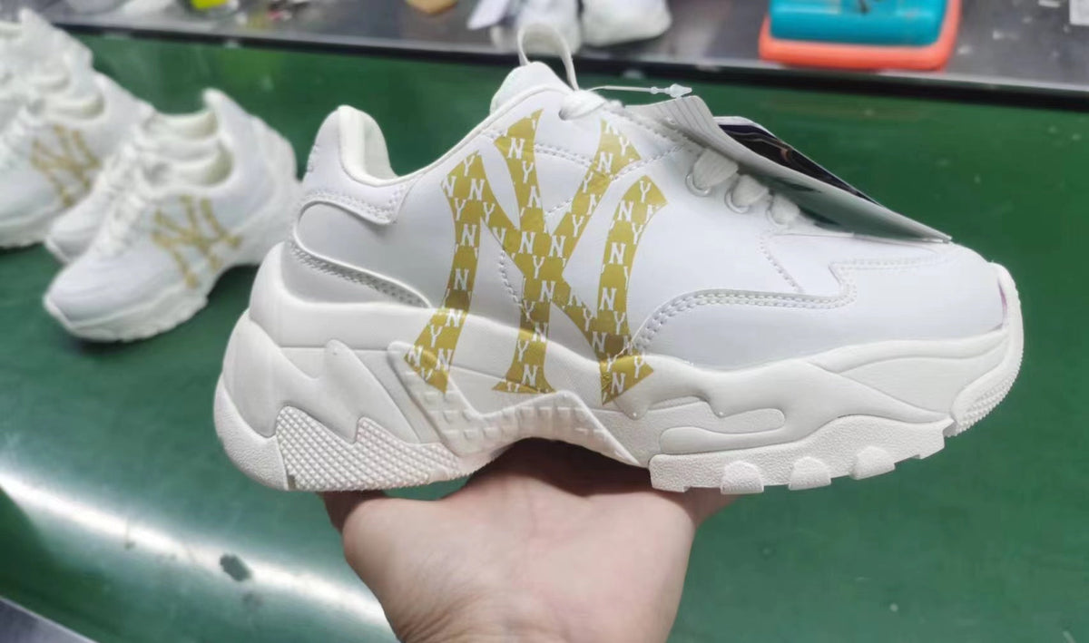 MLB NY Pattern Sneakers White and Gold