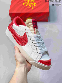 Nike Blazer Low Jumbo Sneakers, Red and White
