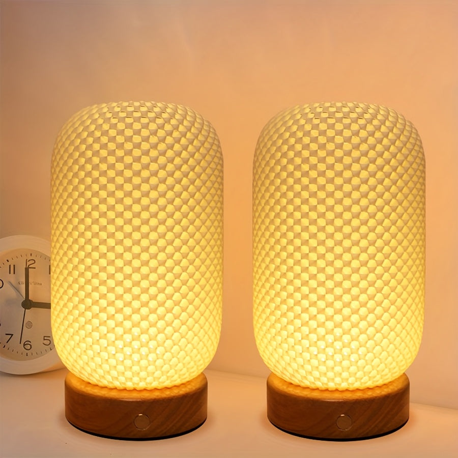 2pcs Modern Elegant Touch Control Table Lamp, 3-Color LED Adjustable Stepless Brightness Adjustment. Suitable for Living Room, Bedroom, Halloween Decorations And Thanksgiving Celebrations, Festival Lighting, Rechargeable Desk Lamp. Available In 1pc.