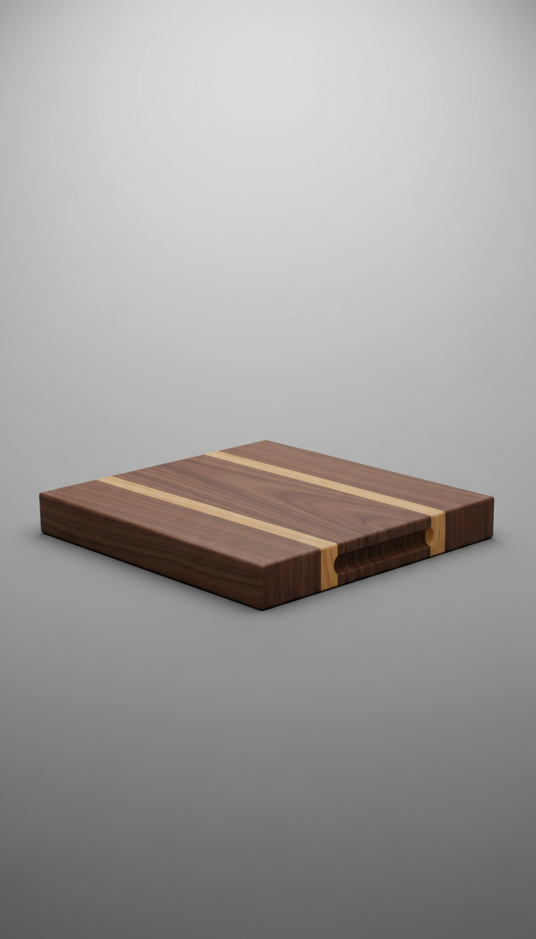 Walnut core cutting board with sculpted edges