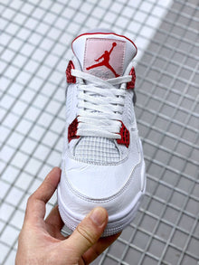 Air Jordan 4 Red Metallic White and Red Sneakers
