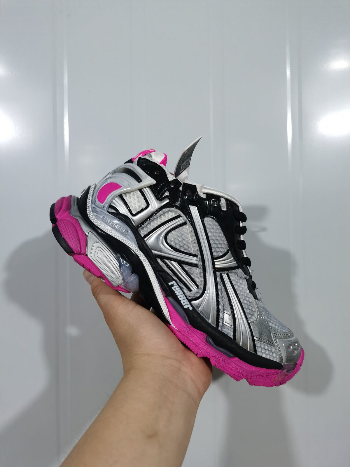 Balenciaga Runner Sneakers Silver Black Fluorescent Pink 9155