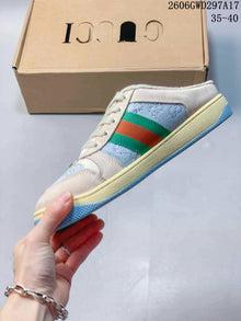 Gucci Screener Canvas Lace-Up Sneakers, Beige and Light Blue, 06GWD297A17