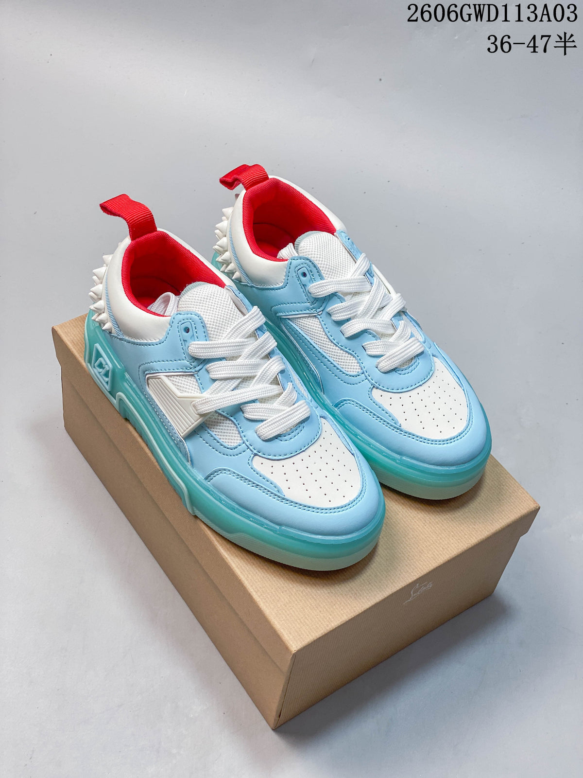 Christian Louboutin Astroloubi Leather Low-Top Sneakers, Blue