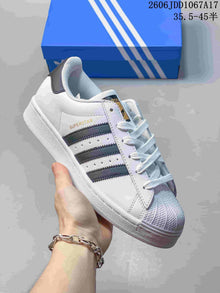 Adidas Superstar Shell-Toe Sneakers in White and Gray