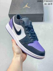 Jordan Air Jordan 1 Low Sneakers in Purple, White and Navy