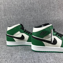 Jordan 1 Mid White Green Black Sneakers 852542-301