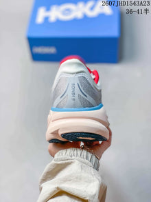 HOKA Bondi 9 Running Shoes Grey White Red Blue