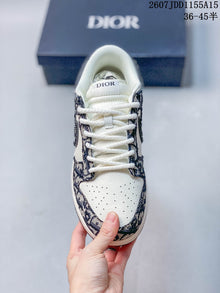 Nike SB Dunk Low White Navy Dior Pattern Sneakers