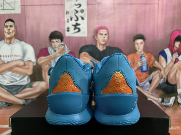 Blue Basketball Sneakers with Dragon Print Detail