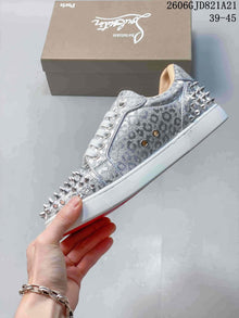 Christian Louboutin Louis Junior Spikes Silver Low-Top Sneakers