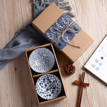Japanese Blossom Rice Bowls - Ceramic Tableware Set - Authentic Hand Painted Porcelain Bowls