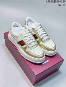 Gucci Chunky Low-Top Lace-Up Sneakers, White and Gold