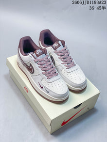 Nike Air Force 1 Low White and Burgundy Sneakers