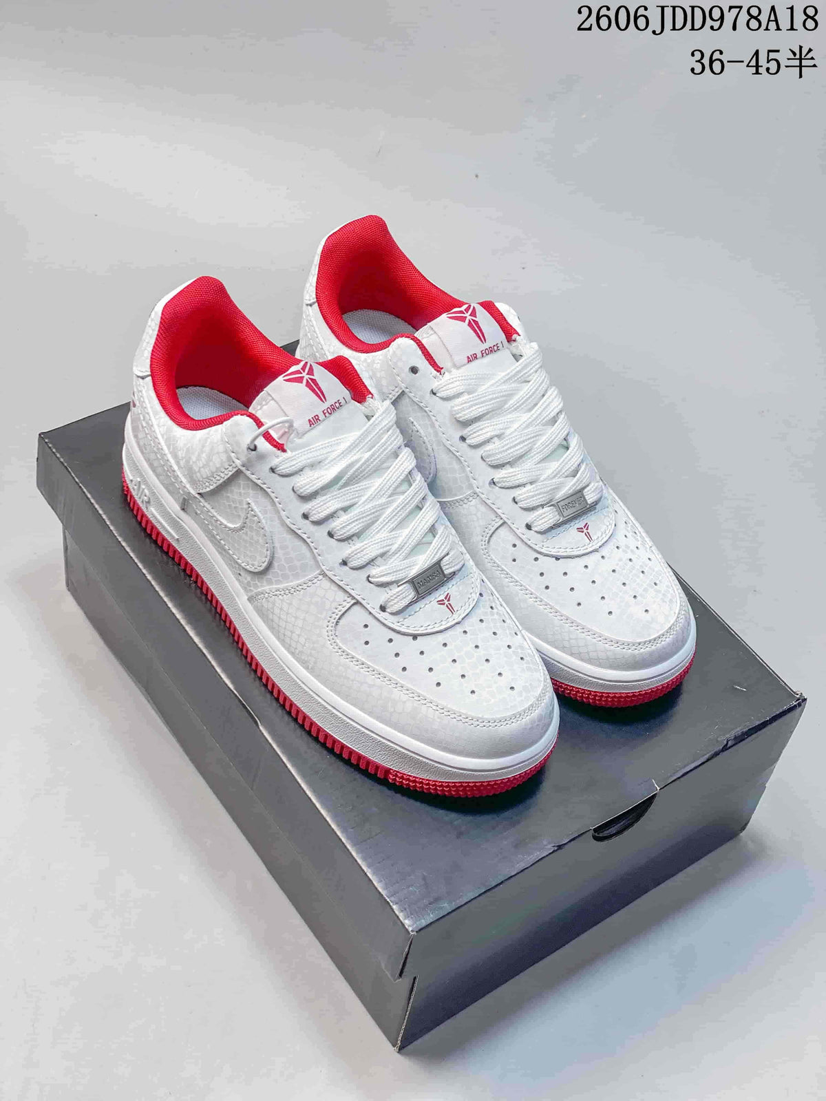 Nike Air Force 1 Low Kobe White Red Sneakers 611270ASWPR