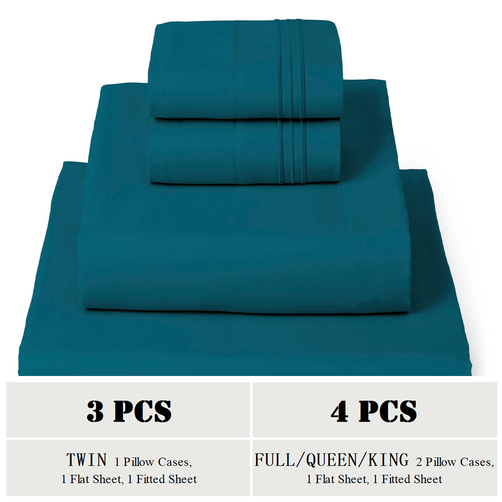 TC1800 Winter Warm Bed Sheet Set 3\u002F4pcs - 160GSM Brushed Deep Pocket 18 Inch - Hotel Luxury Bedding Wrinkle Free Easy Care - Includes Flat Fitted Sheet & 2 Pillowcases