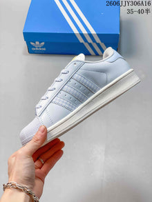 Adidas Superstar II Low-Top Sneakers in White and Pale Blue