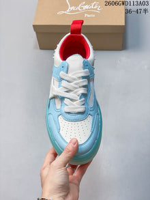 Christian Louboutin Astroloubi Leather Low-Top Sneakers, Blue