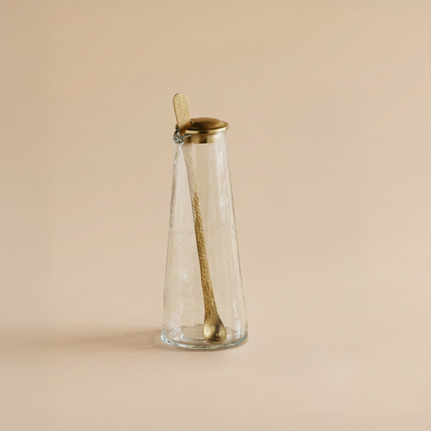 Handblown Glass and Brass Carafe