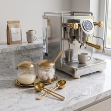 Handblown Sugar and Creamer Set with Brass Tray