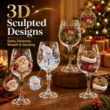 🎨 Deluxe 3D Sculpted Christmas Wine Glass Set (6-Piece) — Luxury Gift Box