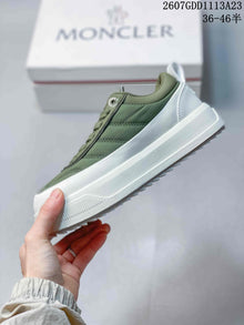 Moncler Pacey Low-Top Sneakers Olive Green and White