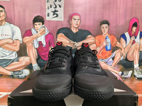 Black and Red Star Chevron Low-Top Sneakers