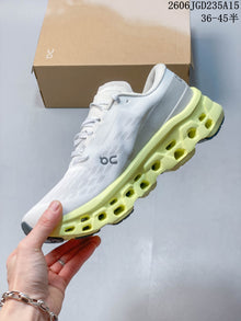 On Cloudmonster 3 Running Shoes, White and Volt Yellow