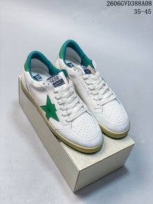 Golden Goose Super-Star White Sneakers with Green Star