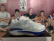 Nike White and Blue Basketball Sneakers