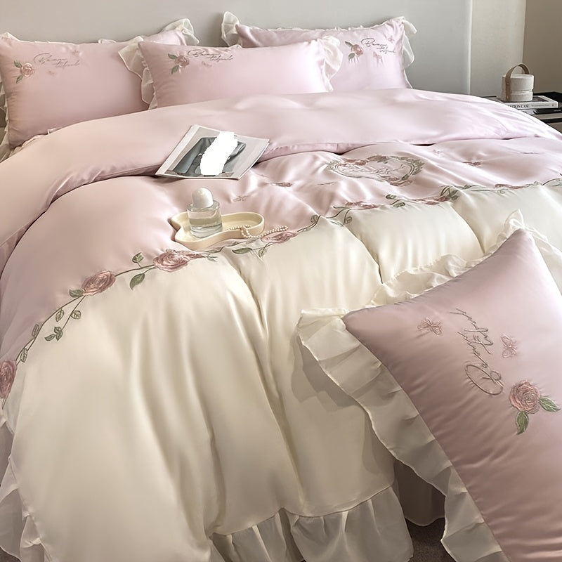 European And American Light Luxury Four-piece Bedding, High-end Embroidery Lace Quilt Cover, Bed Sheets, Princess Style