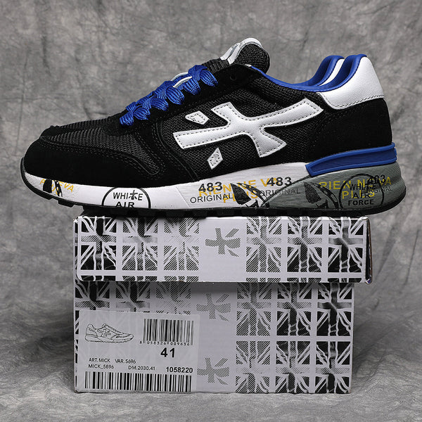 A483 Mick 5696 Black and Blue Low-Top Sneakers