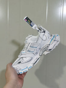 9014 White Black Blue Track Sneakers
