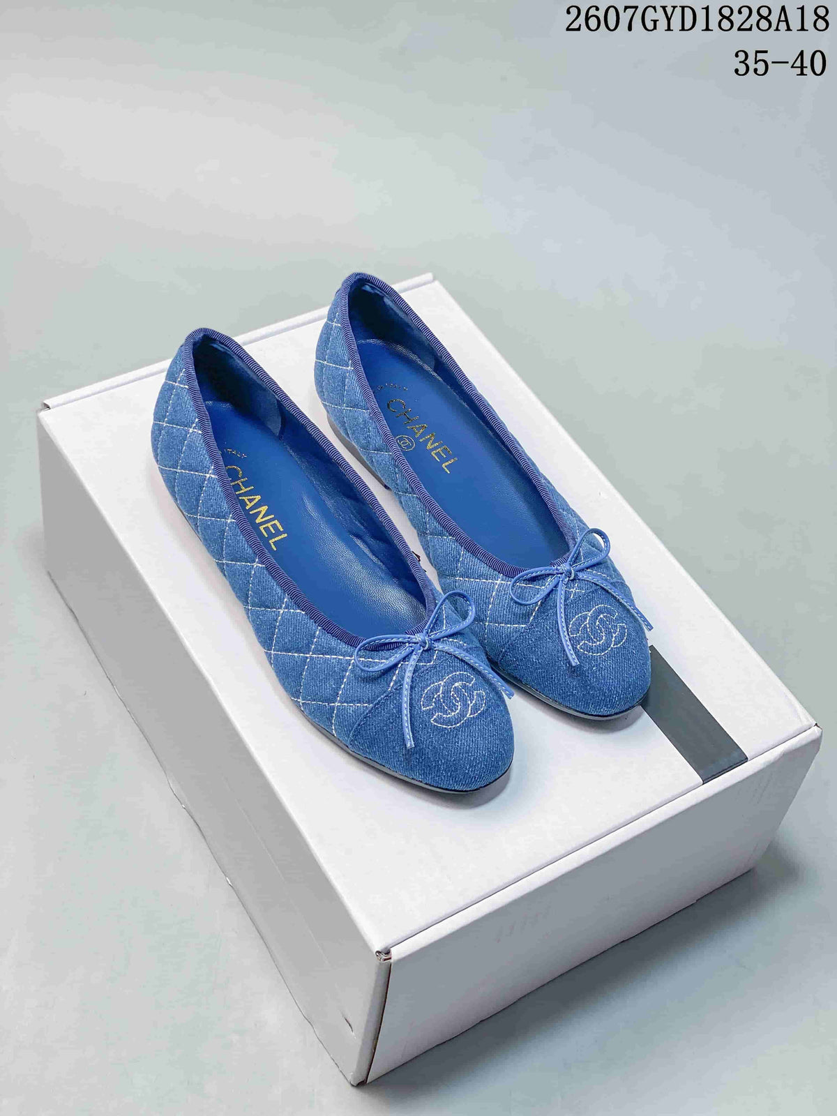 Chanel 26P Blue Quilted Denim Ballet Flats 2607GYD1828A18