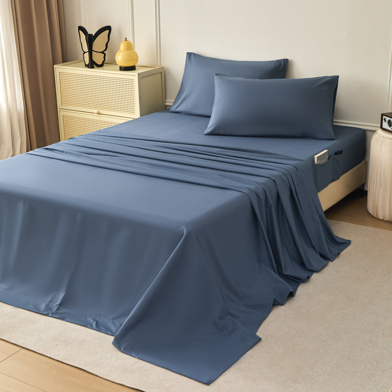 WERVITY Queen Size 4pcs Bedding - Comfortably Breathable And Refreshingly Cool - Ultra-soft Bedding - Wrinkle-resistant And Easy to Care for - White Bedding with Convenient Storage Pockets At The Headboard, Perfect for Bedrooms And Guest Rooms