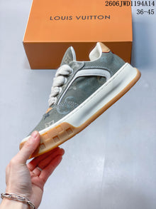 Louis Vuitton Tilted Monogram Sneakers in Gray and Tan