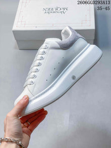 Alexander McQueen White Low-Top Sneakers with Gray Heel