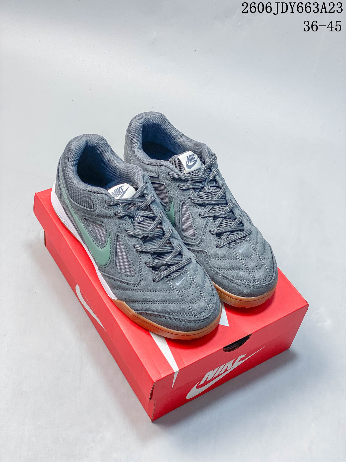 Nike Gato Low-Top Sneakers in Gray and Sage Green