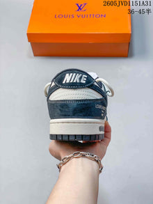 Nike SB Dunk Low-Style Sneakers in Navy and White