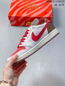 Nike Air Jordan 1 Low Year of the Horse Sneakers Red and Grey