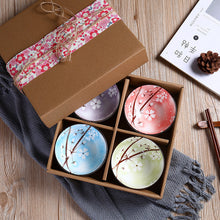Japanese Blossom Rice Bowls - Ceramic Tableware Set - Authentic Hand Painted Porcelain Bowls
