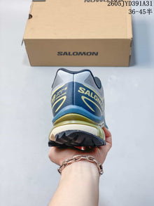 Salomon XT-6 Low-Top Sneakers in Gray, Blue and Yellow