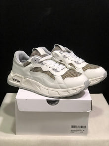Off-White White and Grey Leather Low-Top Sneakers