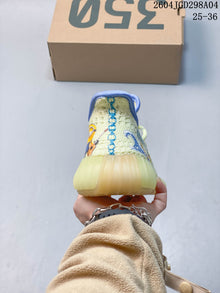 Adidas Yeezy 350 V2 Kids Sneakers, Cream and Blue