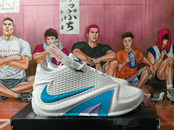 Nike White and Blue Basketball Shoes