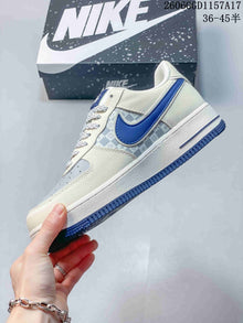 Nike Air Force 1 Low Sneakers in Cream, Gray and Blue