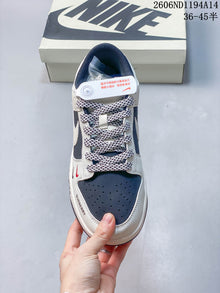 Nike Dunk Low Retro Custom-Style Sneakers, Navy and White
