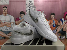 Nike White Sneakers with Patterned Swoosh