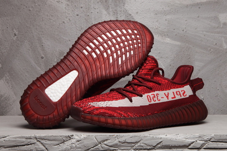 Yeezy 350 V2 Burgundy Zebra Sneakers
